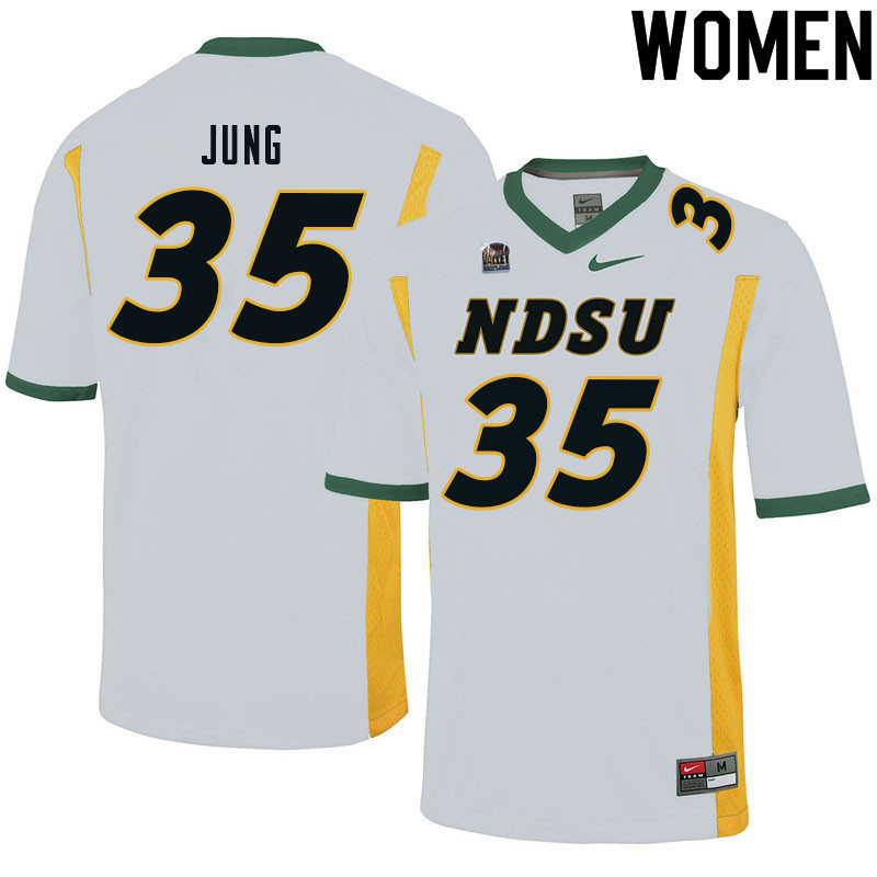 Women #35 Sam Jung North Dakota State Bison College Football Jerseys Sale-White